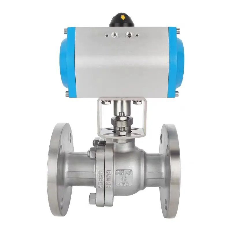 Vàlvula de bola de brida d'acer inoxidable pneumàtica